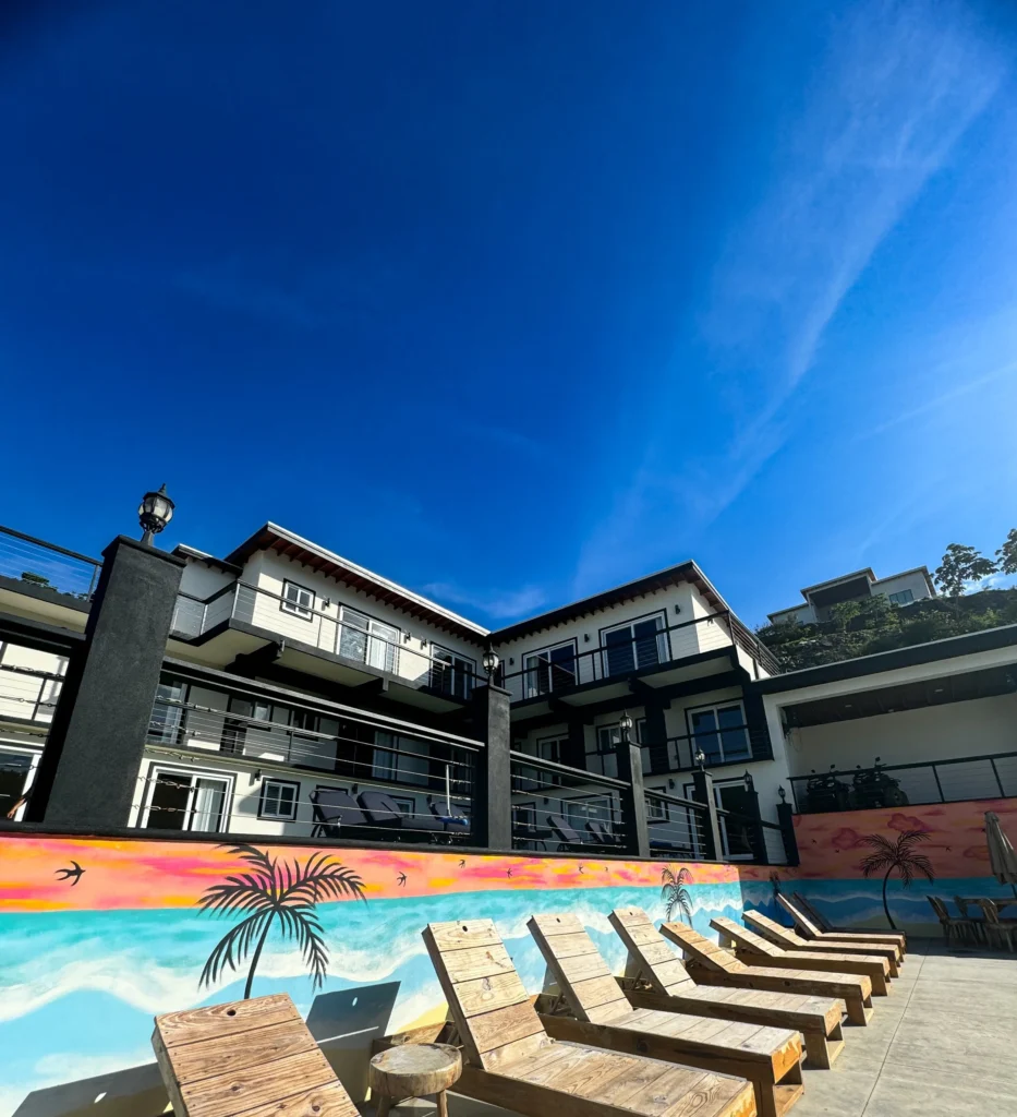Chelles property and poolside seating from its official website