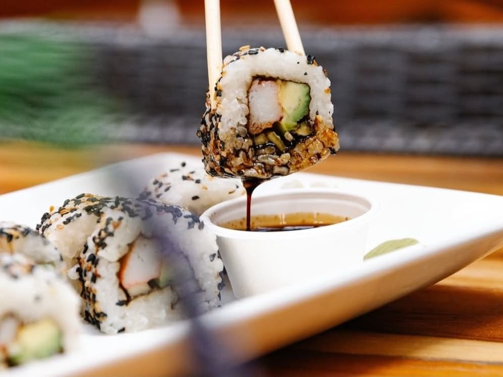 Sushi served at La Palapa Beach Bar and Grill